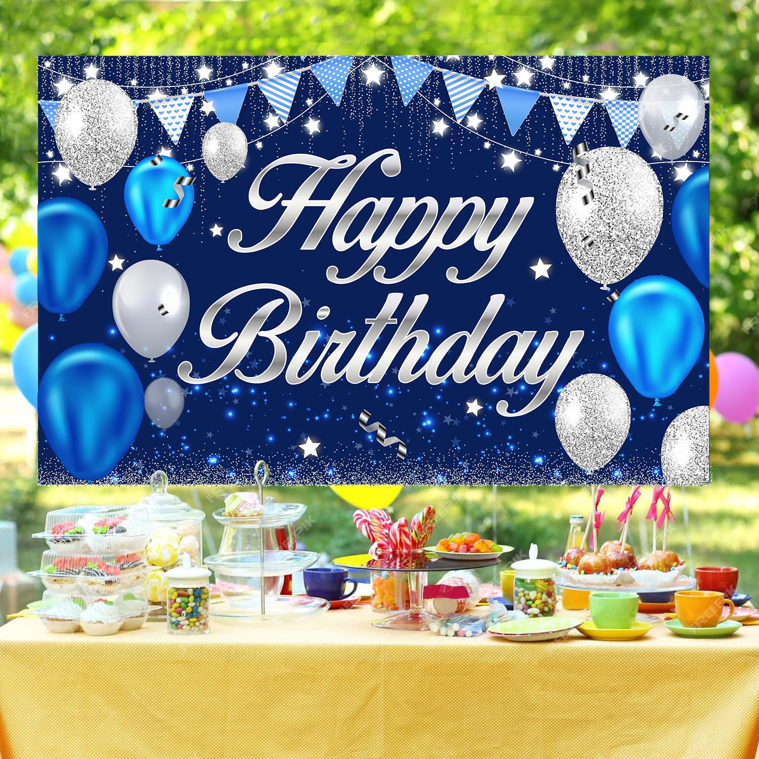 跨境新款生日背景布旗帜印花生日派对横幅户外挂旗装饰布
