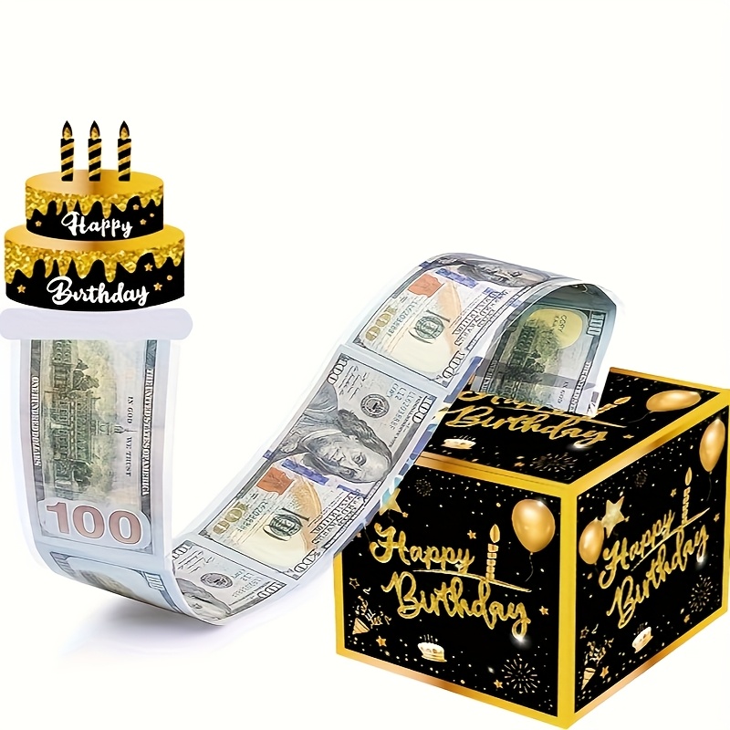 黑金抽钱盒子生日派对主题现金礼盒送给朋友亲人的礼物惊喜 不一样的惊喜 生日节日派对礼物