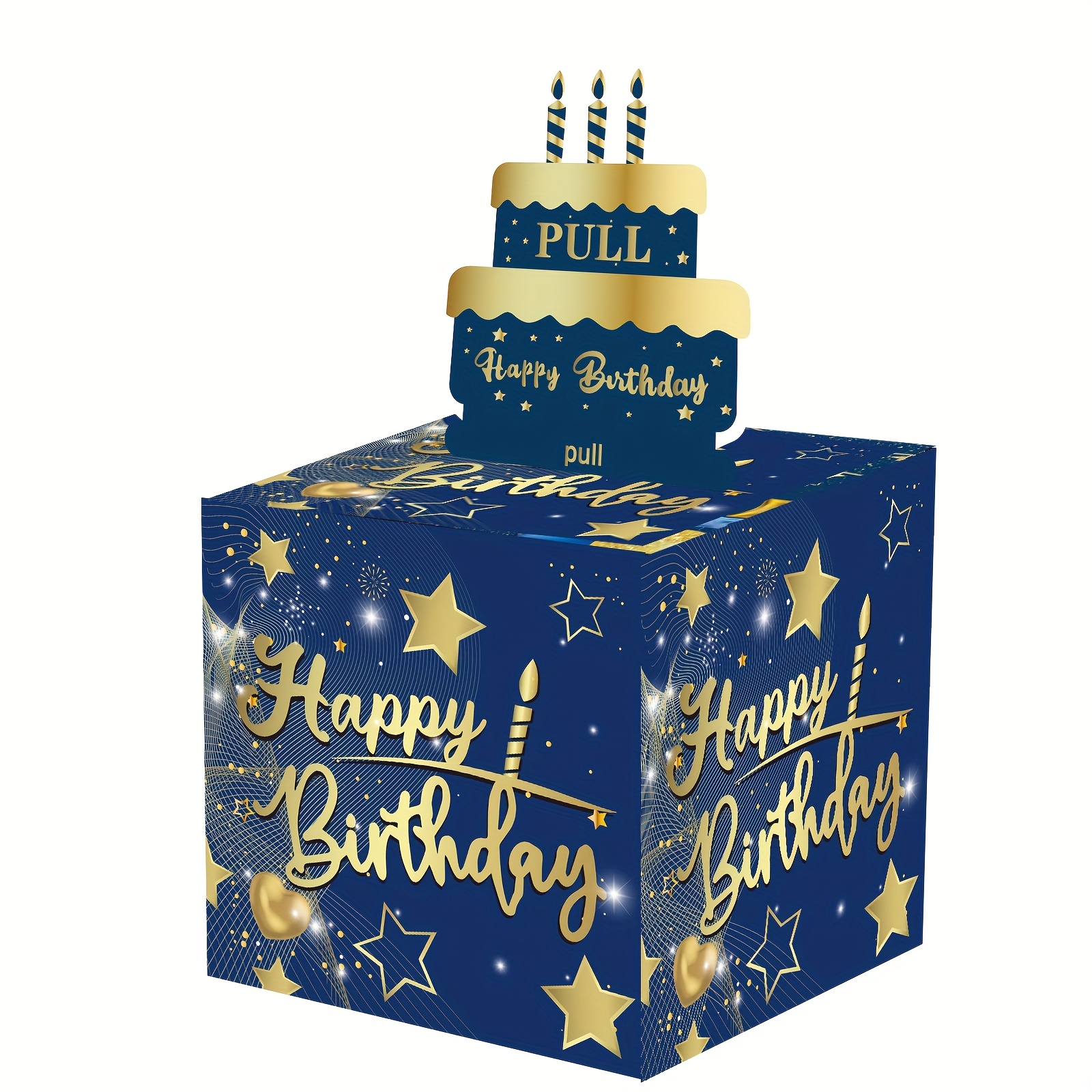 生日主题蓝金生日礼品盒抽钱盒给朋友家人的惊喜 活动生日派对主题礼盒
