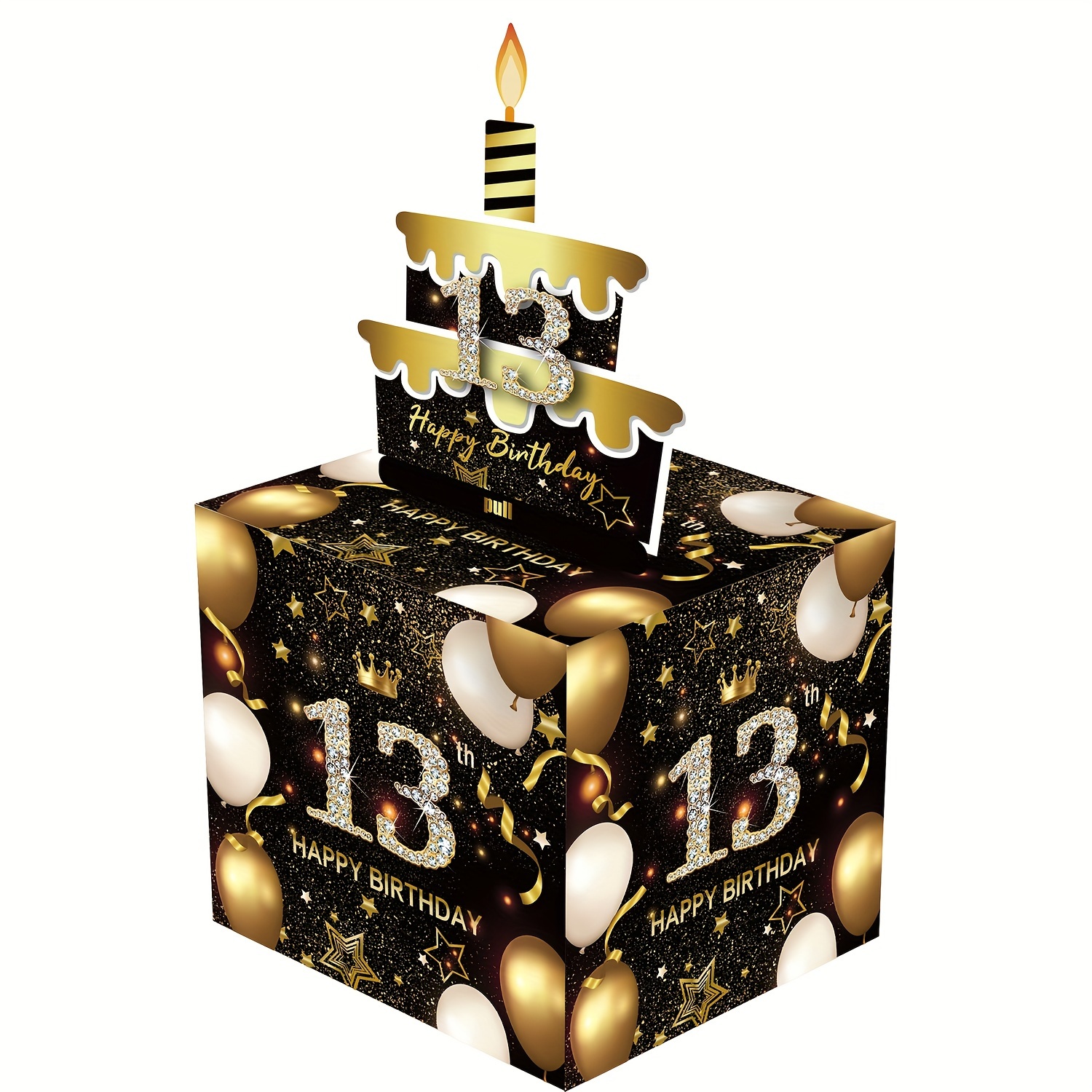 13.16.21.岁生日主题现金箱快乐生日贺卡和50个透明袋惊喜现金箱现金箱现金适合庆祝生日活动朋友家人礼物