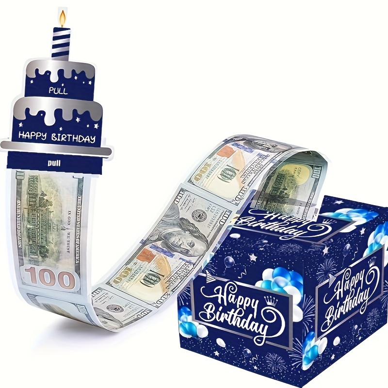 生日主题现金箱快乐生日贺卡和50个透明袋惊喜现金箱现金箱现金适合庆祝生日活动万圣节感恩节圣诞节