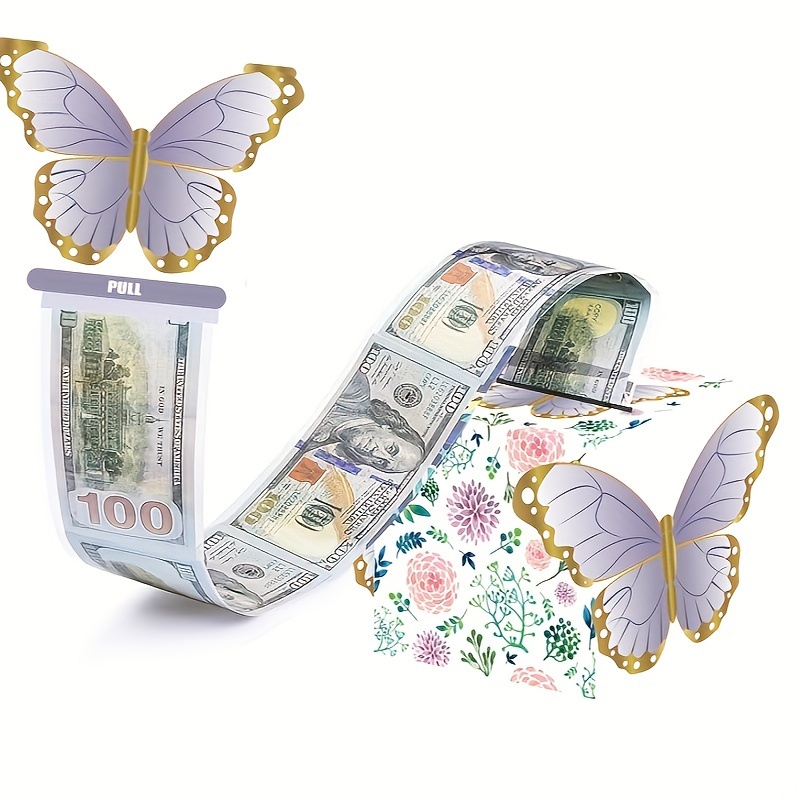 生日钱拉盒现金礼物拉生日钱惊喜礼盒与50 PCS钱袋，蝴蝶钱礼盒为妇女，女孩，男孩有趣的方式给现金作为生日礼物