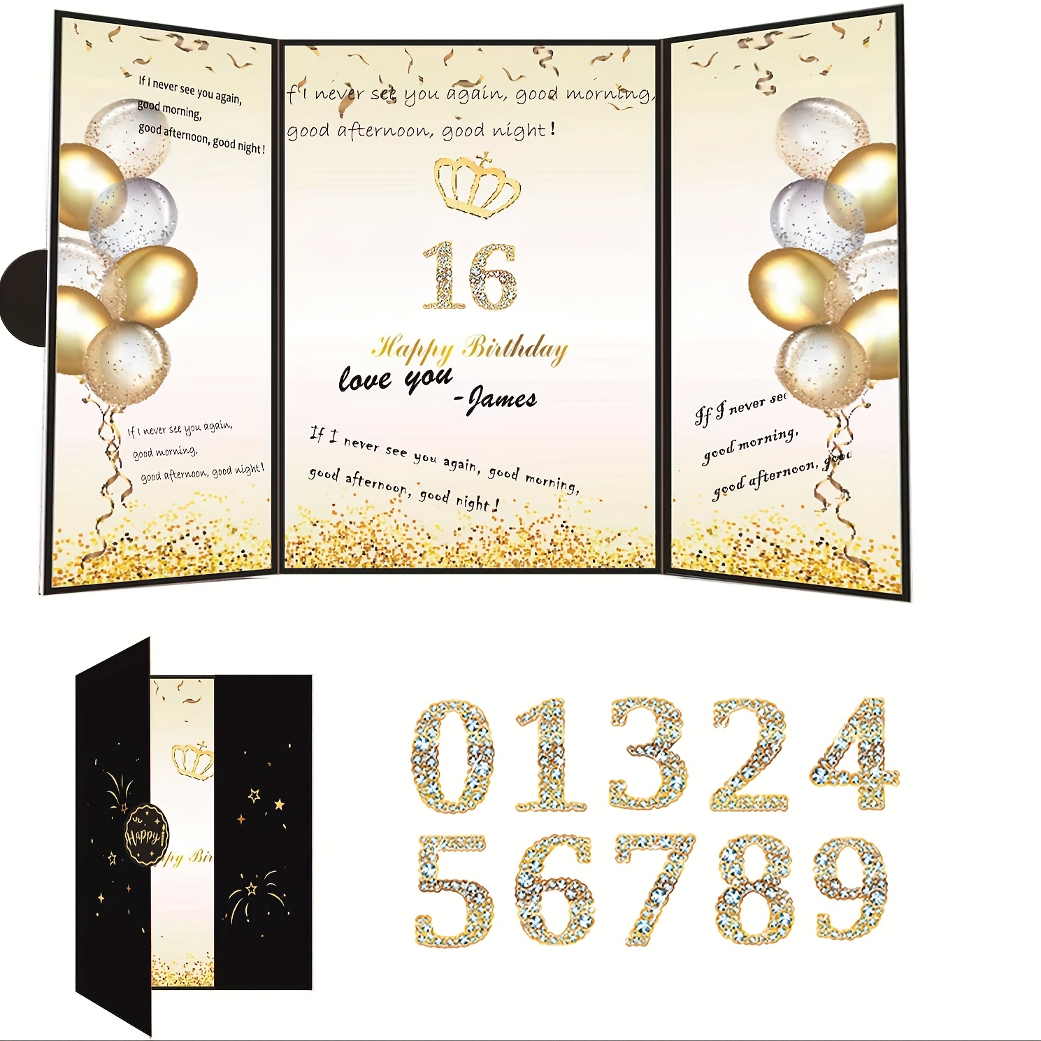 Birthday Decorations, Happy Birthday Gifts for Men Women, 18" X 12" Large Creative Signature Guest Book Signing Birthday Card Board, Black Gold Anniversary Party Decorations (80th Black)