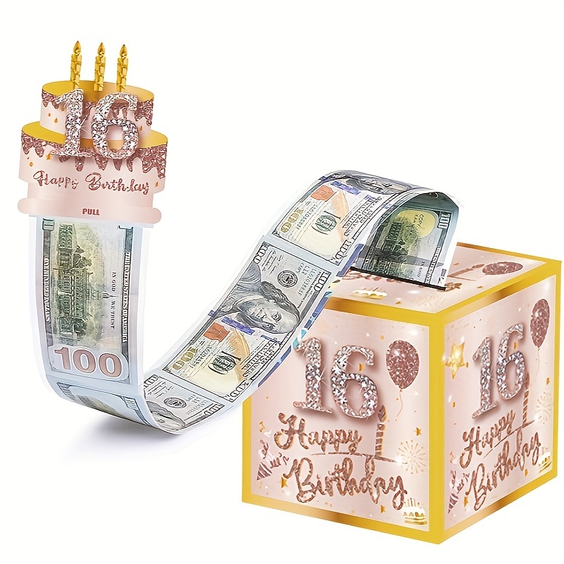 生日主题现金箱快乐生日贺卡和50个透明袋惊喜现金箱现金箱现金适合庆祝生日活动万圣节感恩节圣诞节