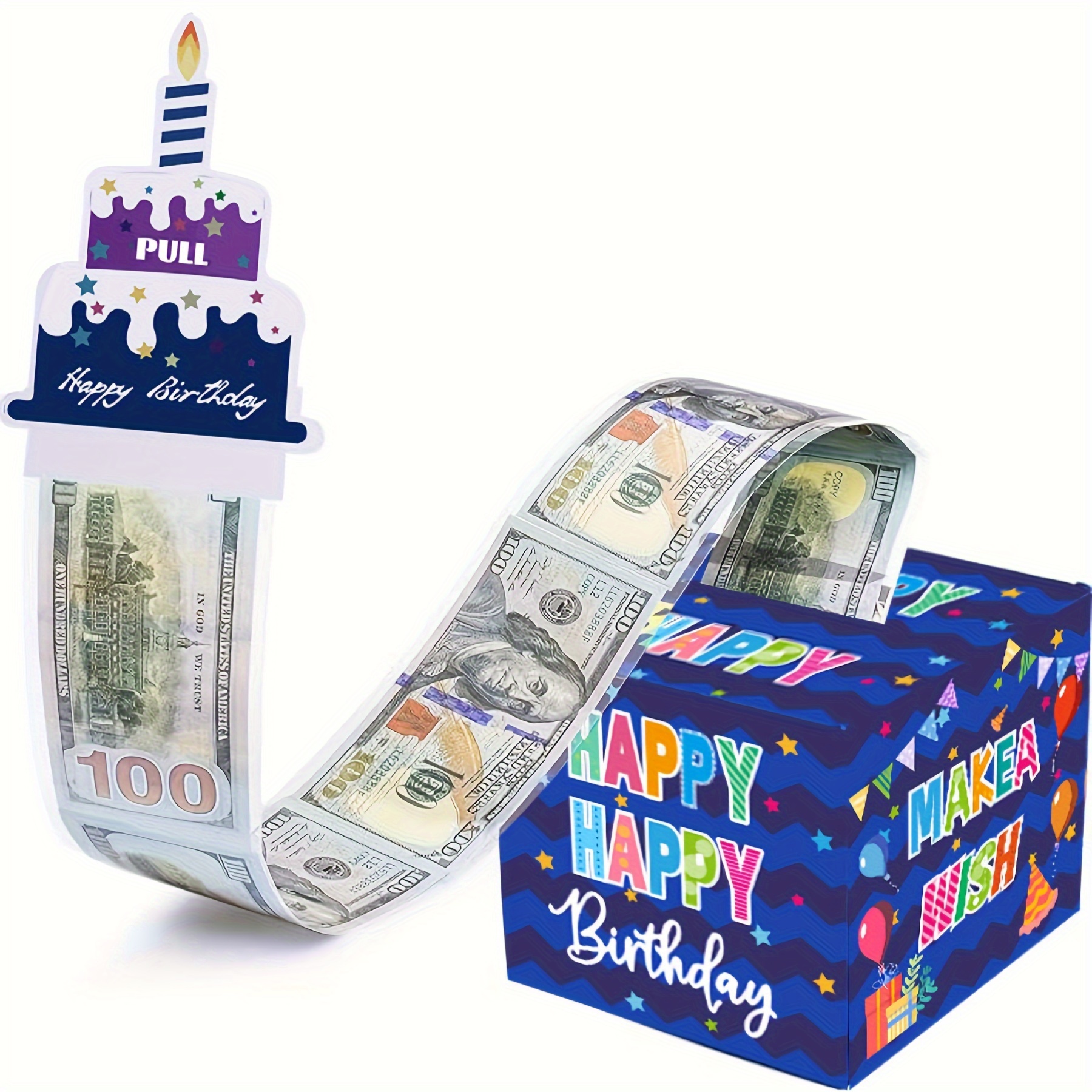 圣诞节主题现金箱快乐生日贺卡和透明袋惊喜箱庆祝生日活动圣诞节礼物朋友家人开心