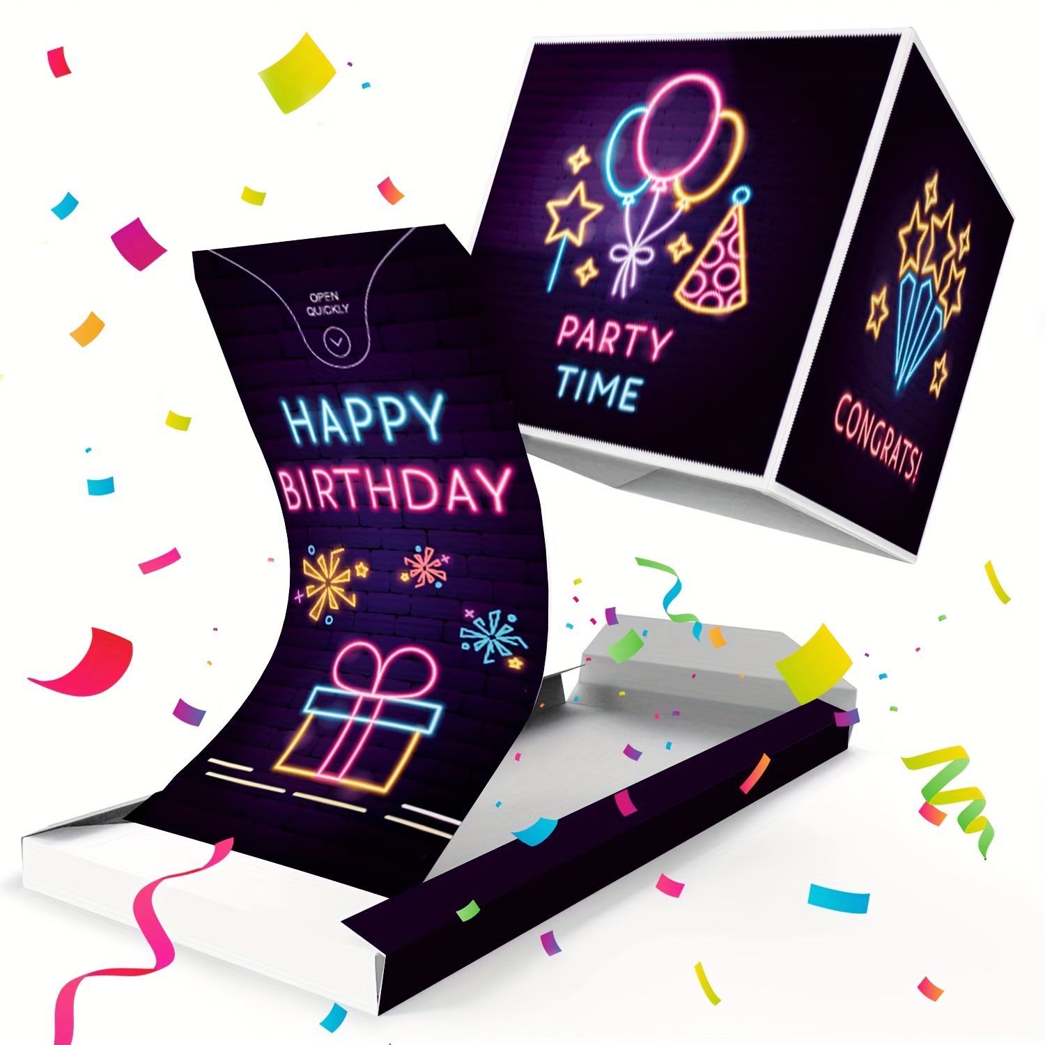 高级款黑色白色生日祝福弹跳盒生日惊喜礼物弹跳盒手提袋生日派对惊喜饰品