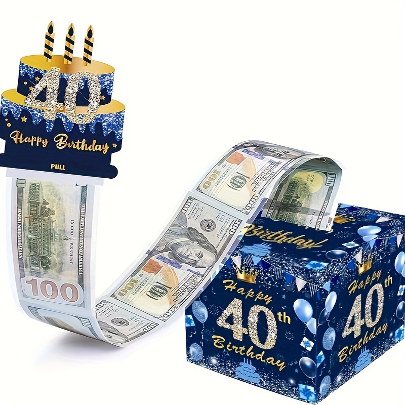 40岁生日主题现金箱快乐生日贺卡和50个透明袋惊喜现金箱现金箱现金适合庆祝生日活动万圣节感恩节圣诞节