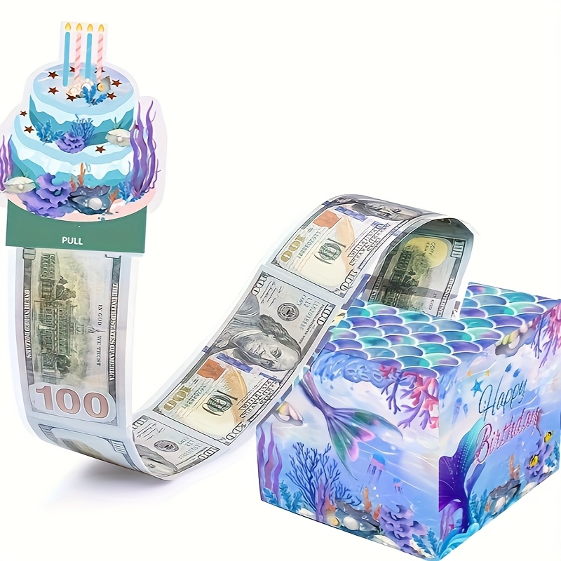 美人鱼主题生日纸质盒Gift Box游戏抽钱盒子生日万圣节礼物圣诞节