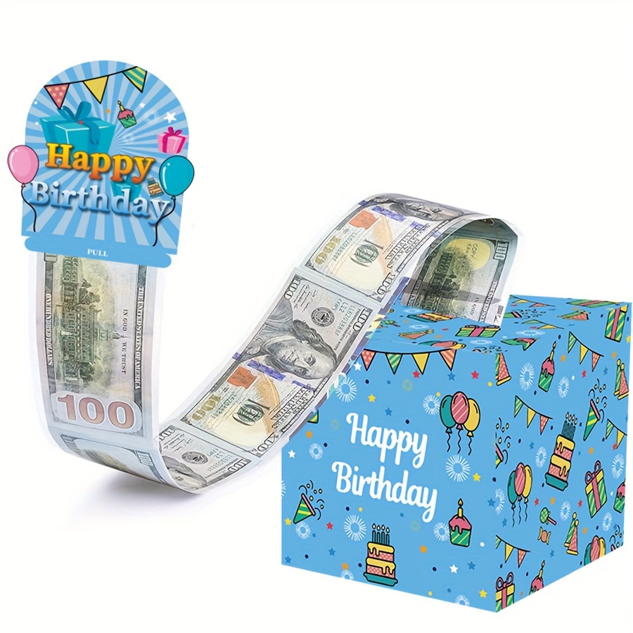 生日主题现金箱快乐生日贺卡和50个透明袋惊喜现金箱现金箱现金适合庆祝生日活动万圣节感恩节圣诞节