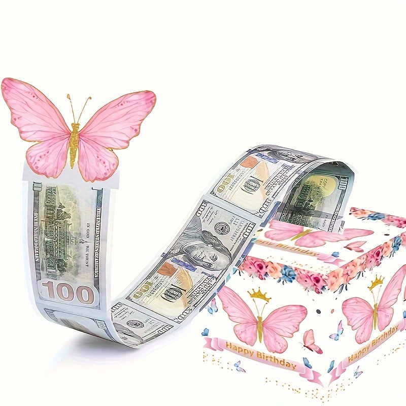 生日主题现金箱快乐生日贺卡和50个透明袋惊喜现金箱现金箱现金适合庆祝生日活动万圣节感恩节圣诞节