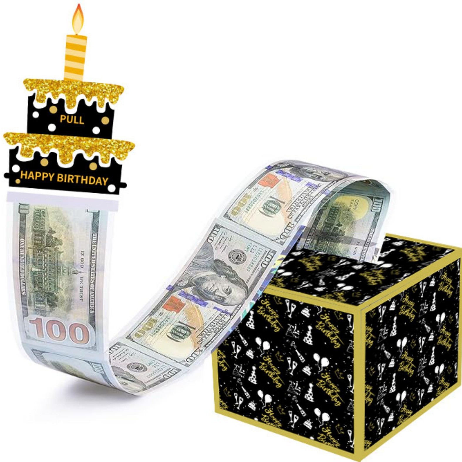 亚马逊生日派对现金抽钱纸盒birthday气氛布万圣节礼物圣礼盒纸质