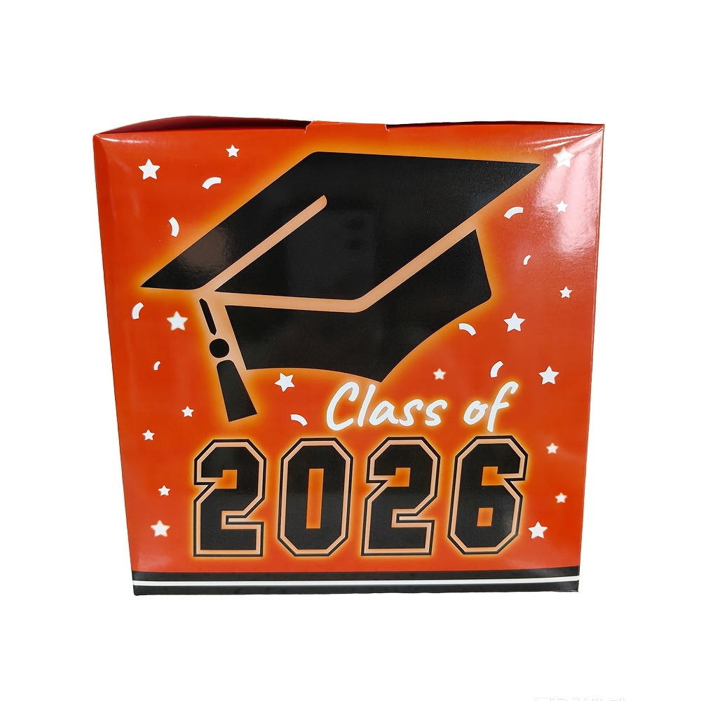 2026 届橙色毕业礼品贺卡盒 2026 毕业派对装饰伴手礼布置道具