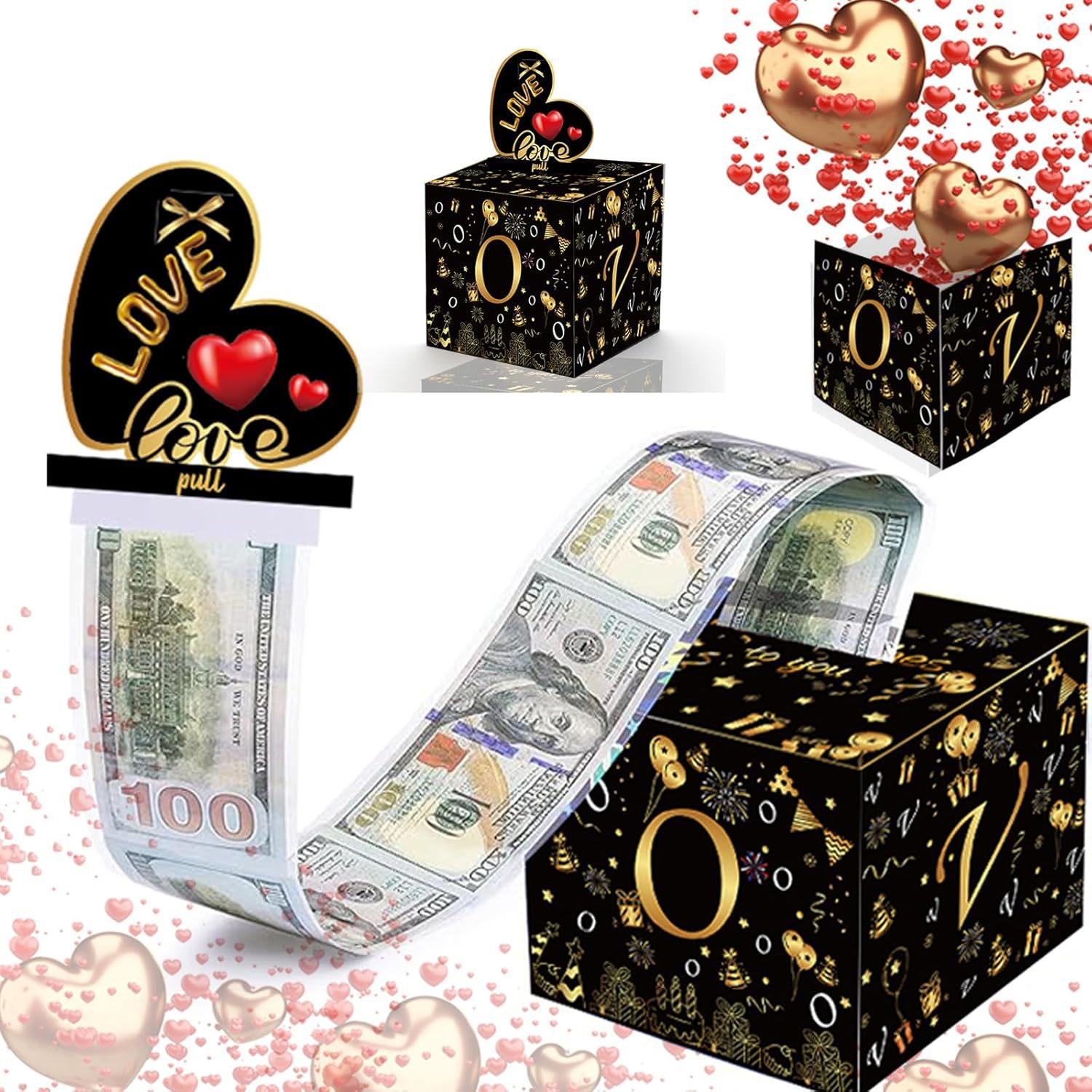 爱心情人节节日主题生日现金抽拉钱盒派对惊喜装饰创意布置礼盒
