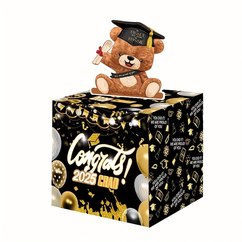 BIIVSOV 毕业快乐拉钱礼盒 - 熊猫现金礼盒 - 适合女孩男孩 - 现金礼物创意 - 毕业礼物女士男士通用