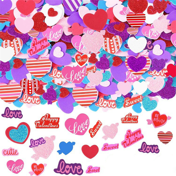 valentineday情人节泡沫贴纸自粘爱心形状贴纸情侣派对工艺品