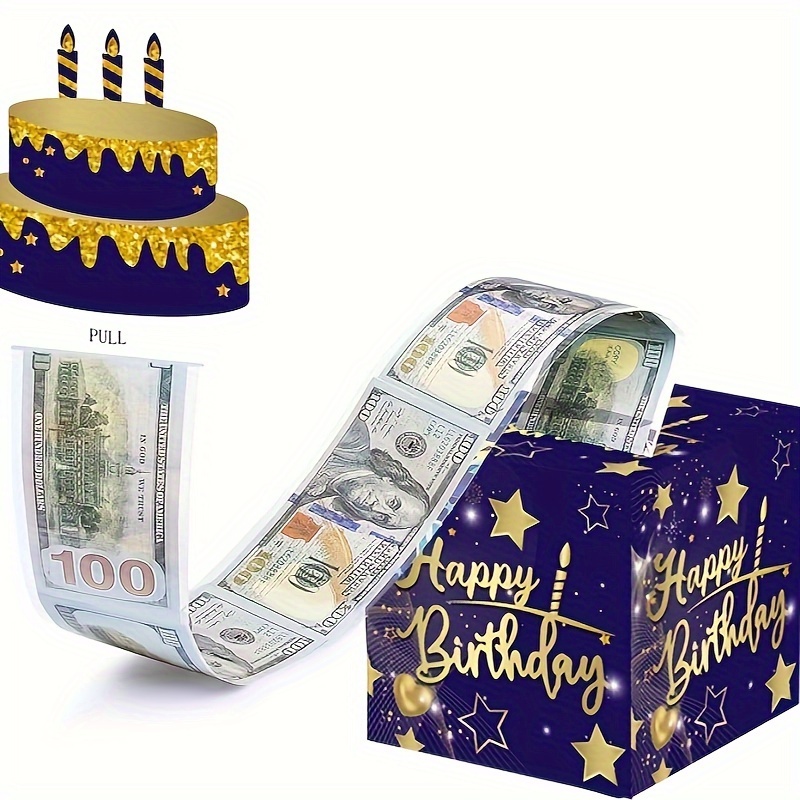 蓝色星星存钱盒子卡通主题抽钱盒子惊喜盒子现金抽钱盒子生日派对节日礼物儿童礼物玩具