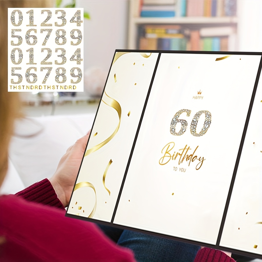 精品珠光烫金年龄数字贴款生日贺卡DIY生日派对礼物
