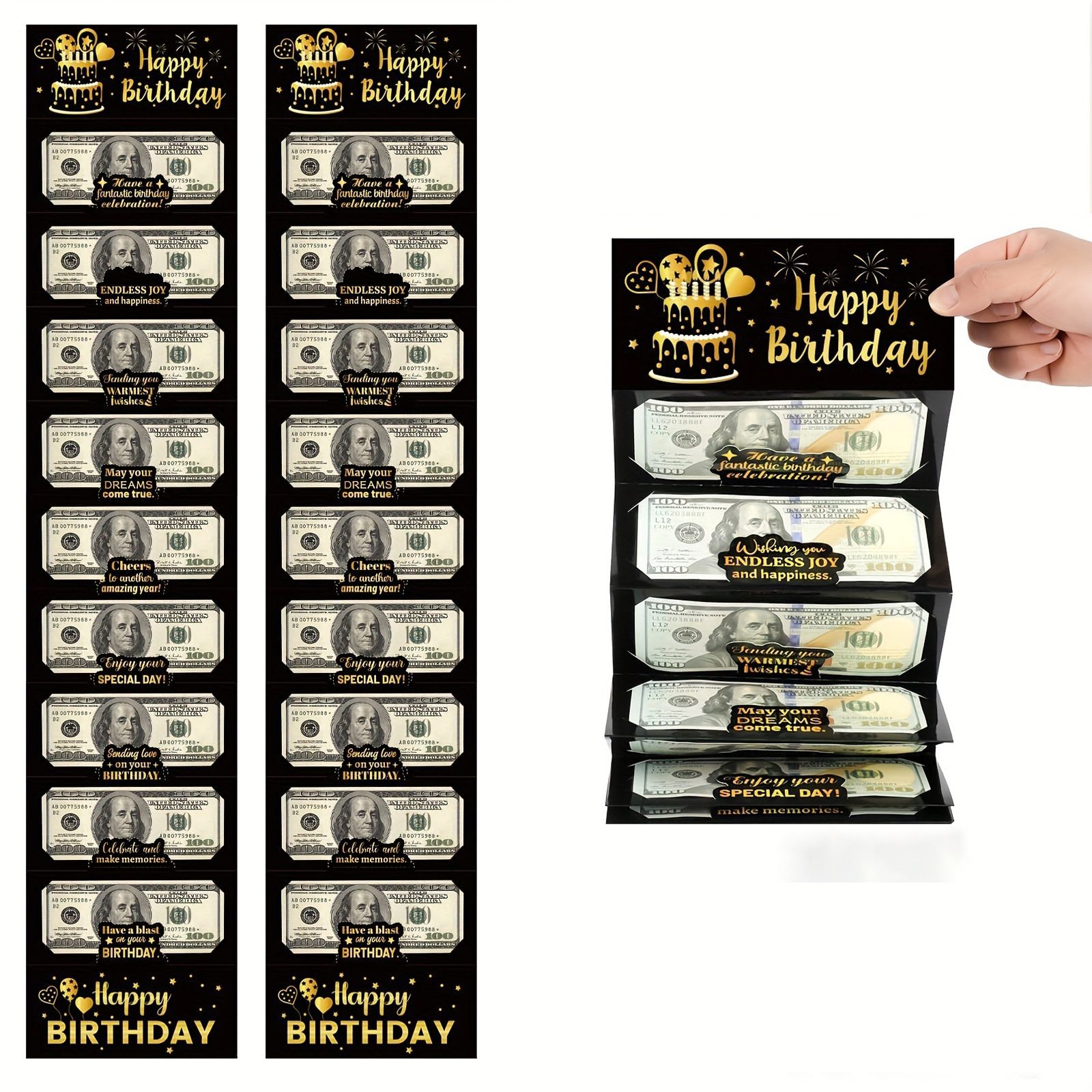 黑金生日现金折叠礼品袋用于惊喜礼物黑金信封场景布置场景
