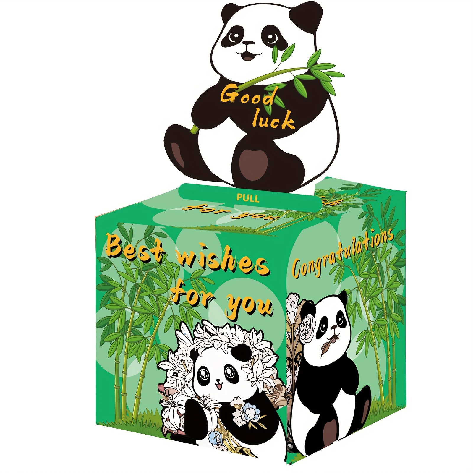 生日主题现金箱快乐生日贺卡和透明袋惊喜现金箱现金箱现金适合庆祝生日活动万圣节感恩节圣诞节快乐生日绿色熊猫可爱