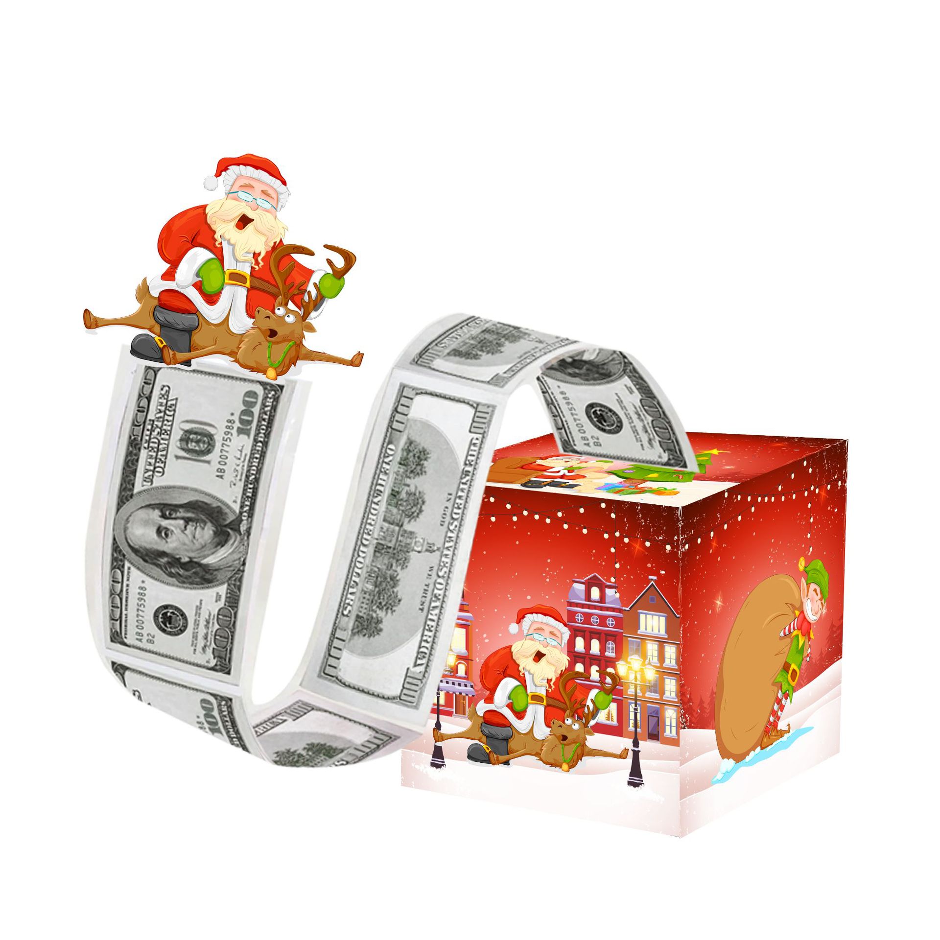 现货圣诞节主题现金抽钱盒用于儿童成人的钱夹礼物DIY有趣礼盒