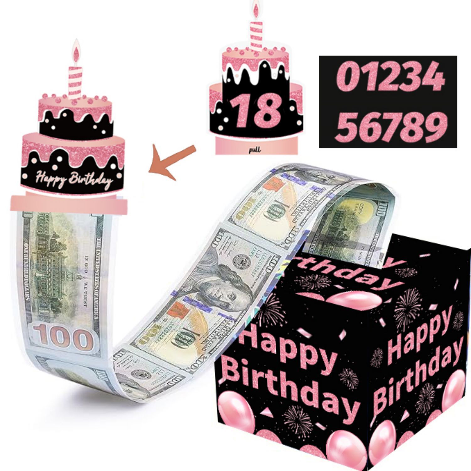 现货生日现金礼物折叠红包惊喜抽出式现金礼物盒派对装饰布置