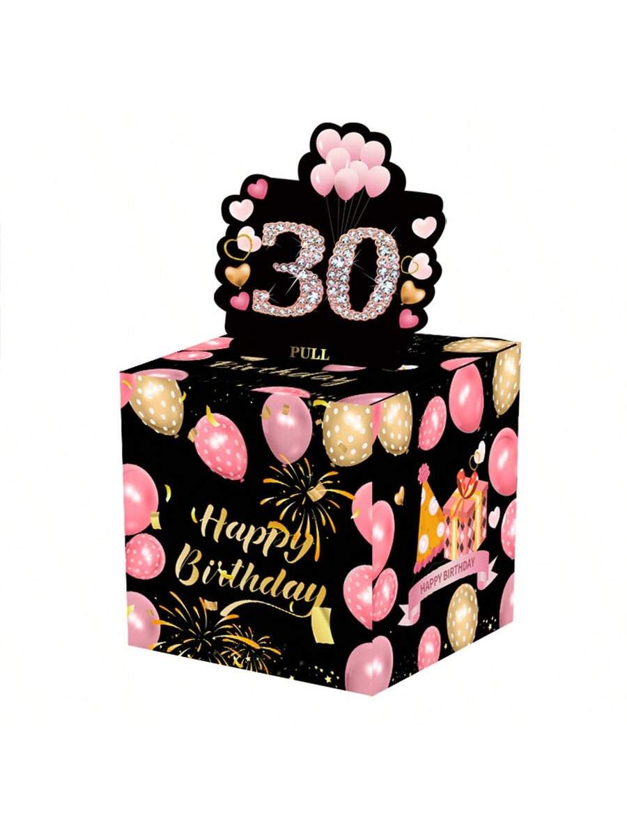 生日主题现金箱快乐生日贺卡和50个透明袋惊喜现金箱现金箱现金适合庆祝生日活动万圣节感恩节圣诞节