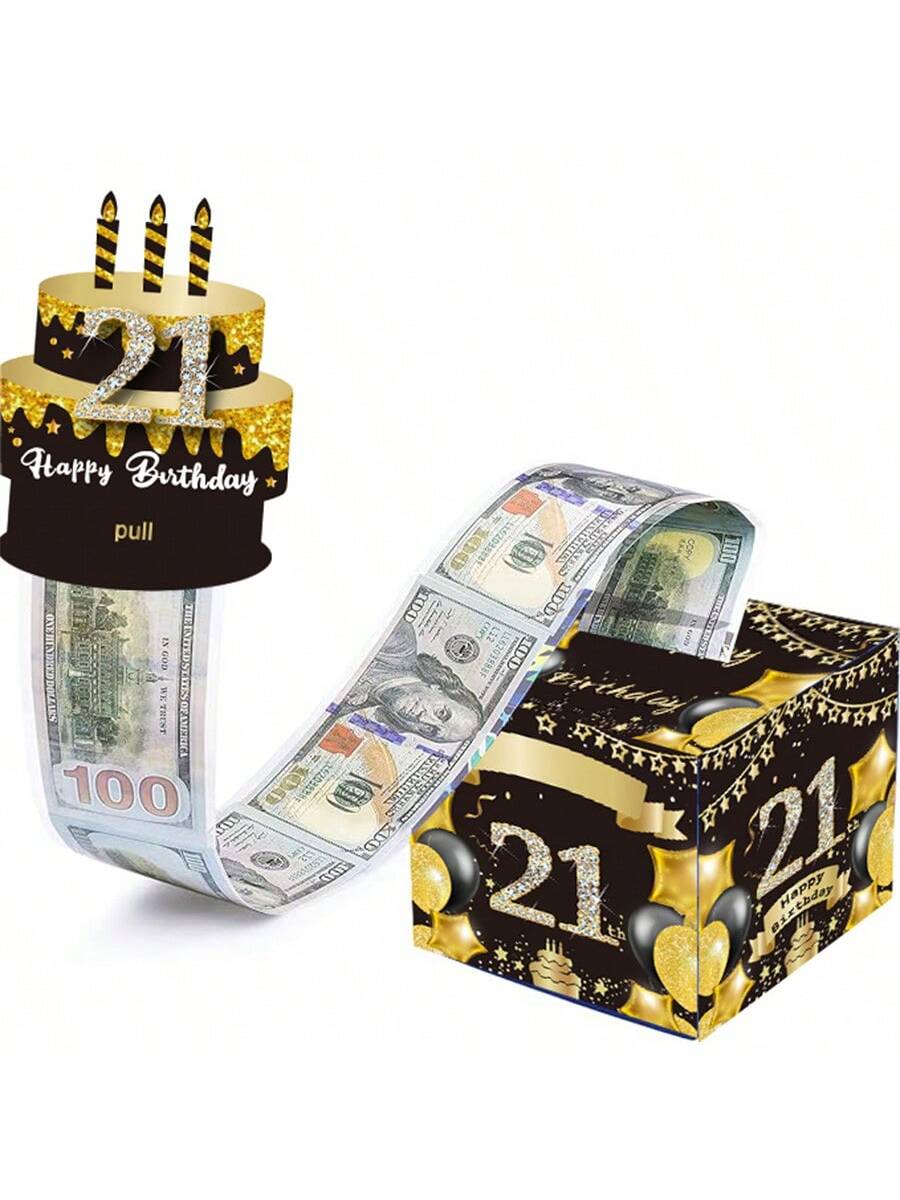 生日主题现金箱快乐生日贺卡和透明袋惊喜现金箱现金箱现金适合庆祝生日活动万圣节感恩节圣诞节快乐生日