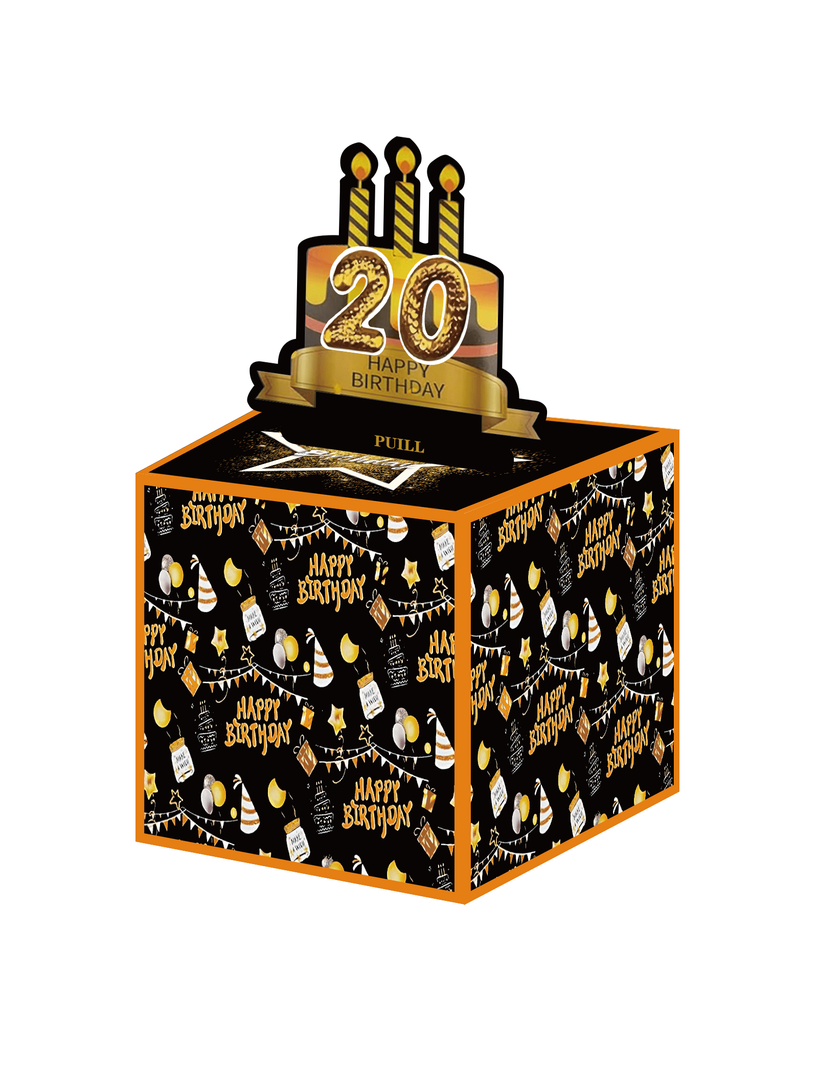 生日主题现金箱快乐生日贺卡和透明袋惊喜现金箱现金箱现金适合庆祝生日活动万圣节感恩节圣诞节快乐生日