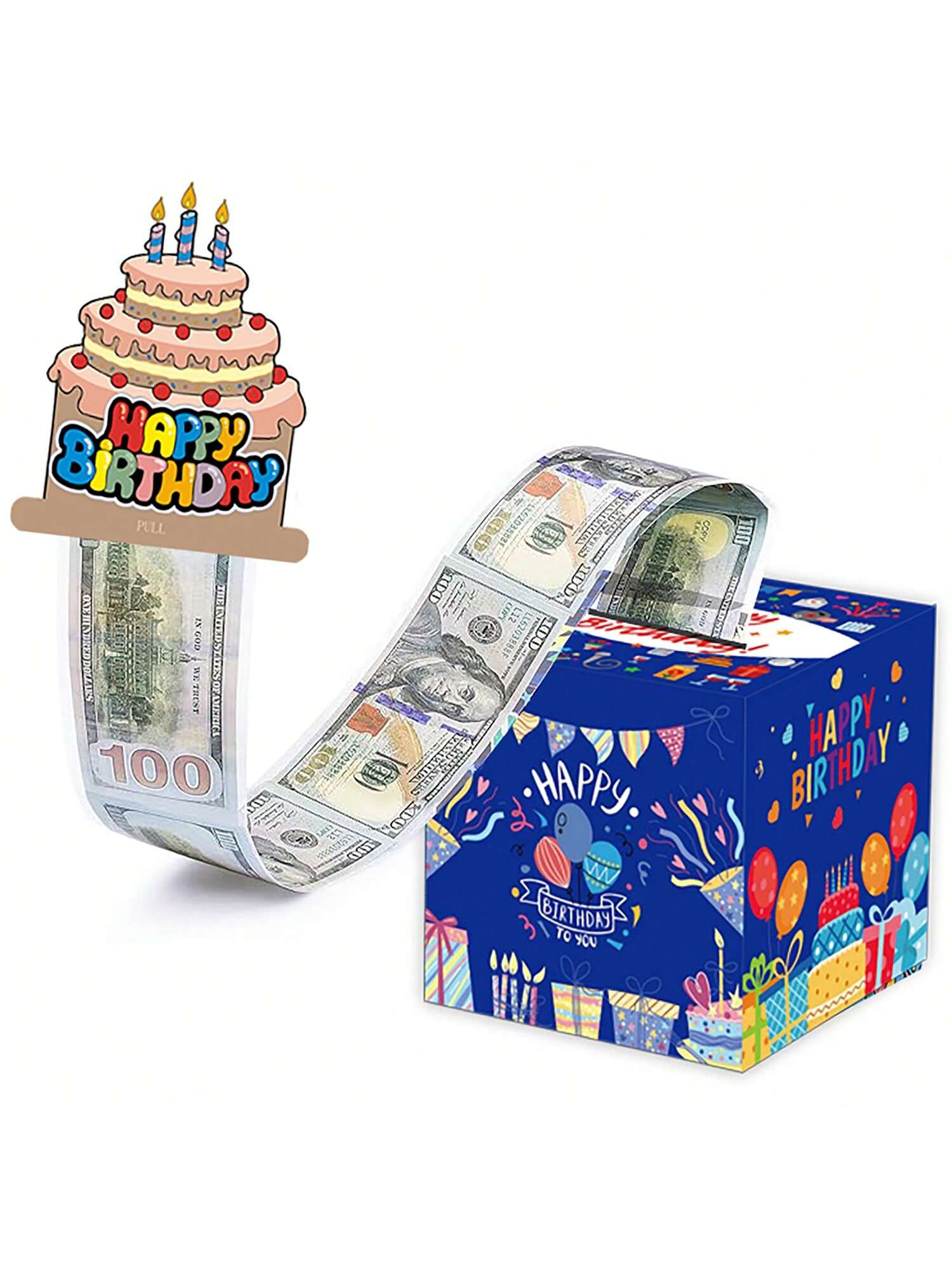 生日主题现金箱快乐生日贺卡和透明袋惊喜现金箱现金箱现金适合庆祝生日活动