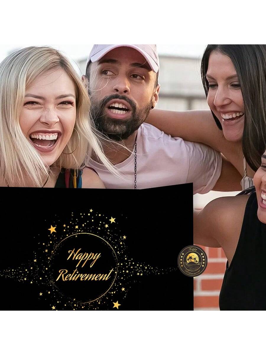 黑金退休签名贺卡签名簿欢庆退休美好祝福退休签名贺卡庆祝退休黑金退休签名贺卡