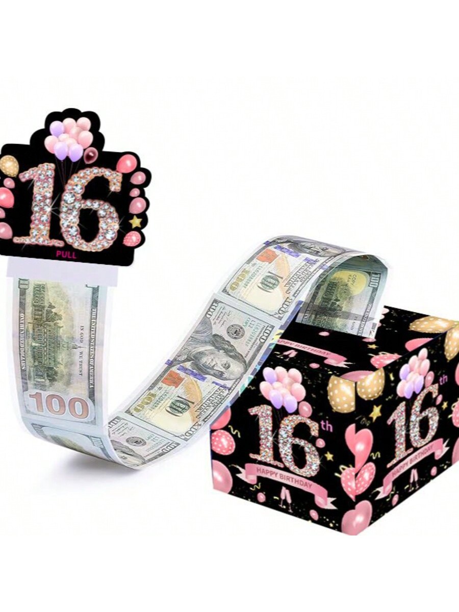 生日派对粉色气球生日年龄款16，18，21岁生日派对惊喜抽钱盒