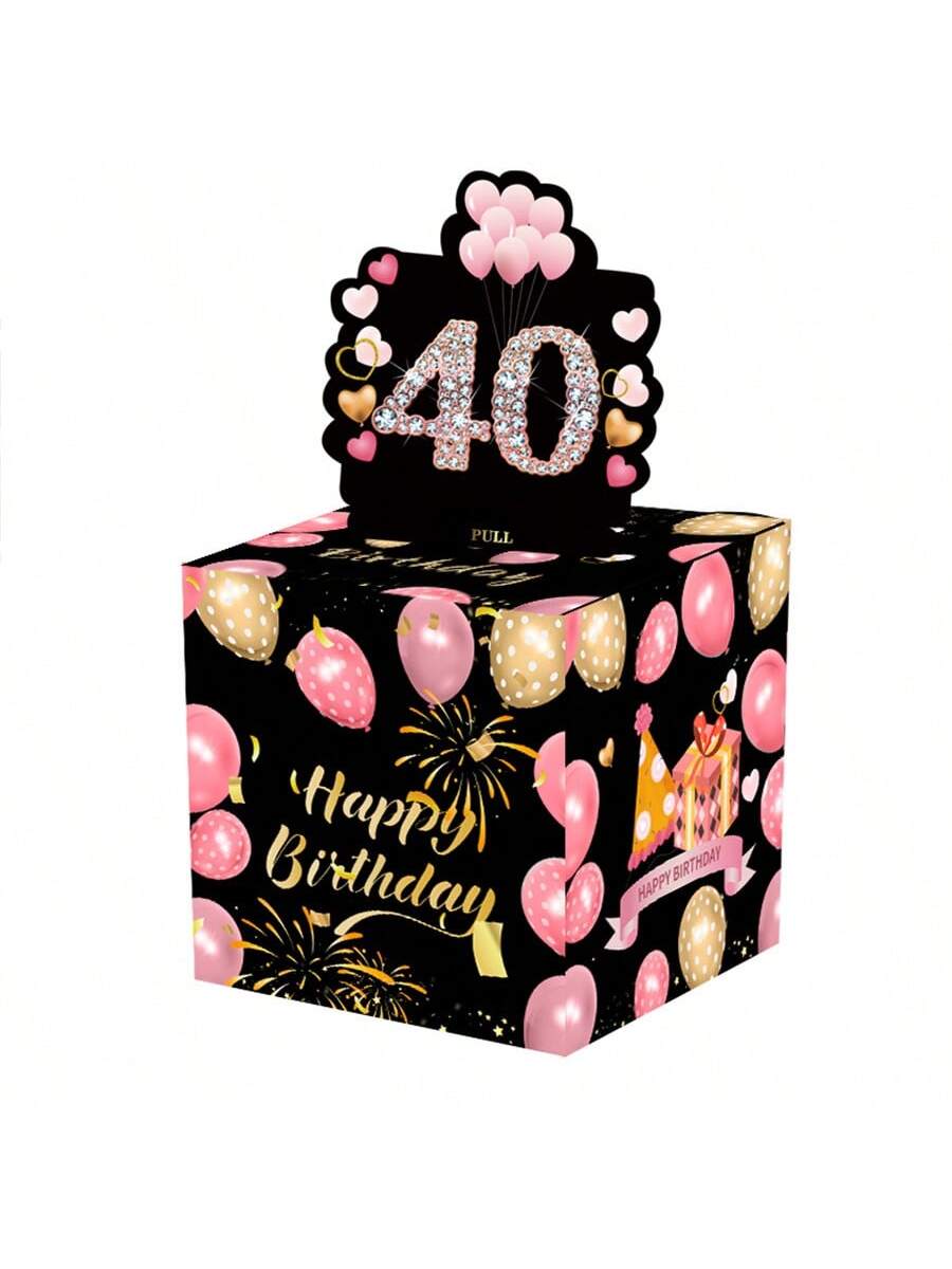 生日储钱罐，内含50个透明抽取袋，惊喜储钱罐，可装现金、生日快乐贺卡和DIY贴纸，适合任何年龄，送给家人和朋友的生日储钱罐