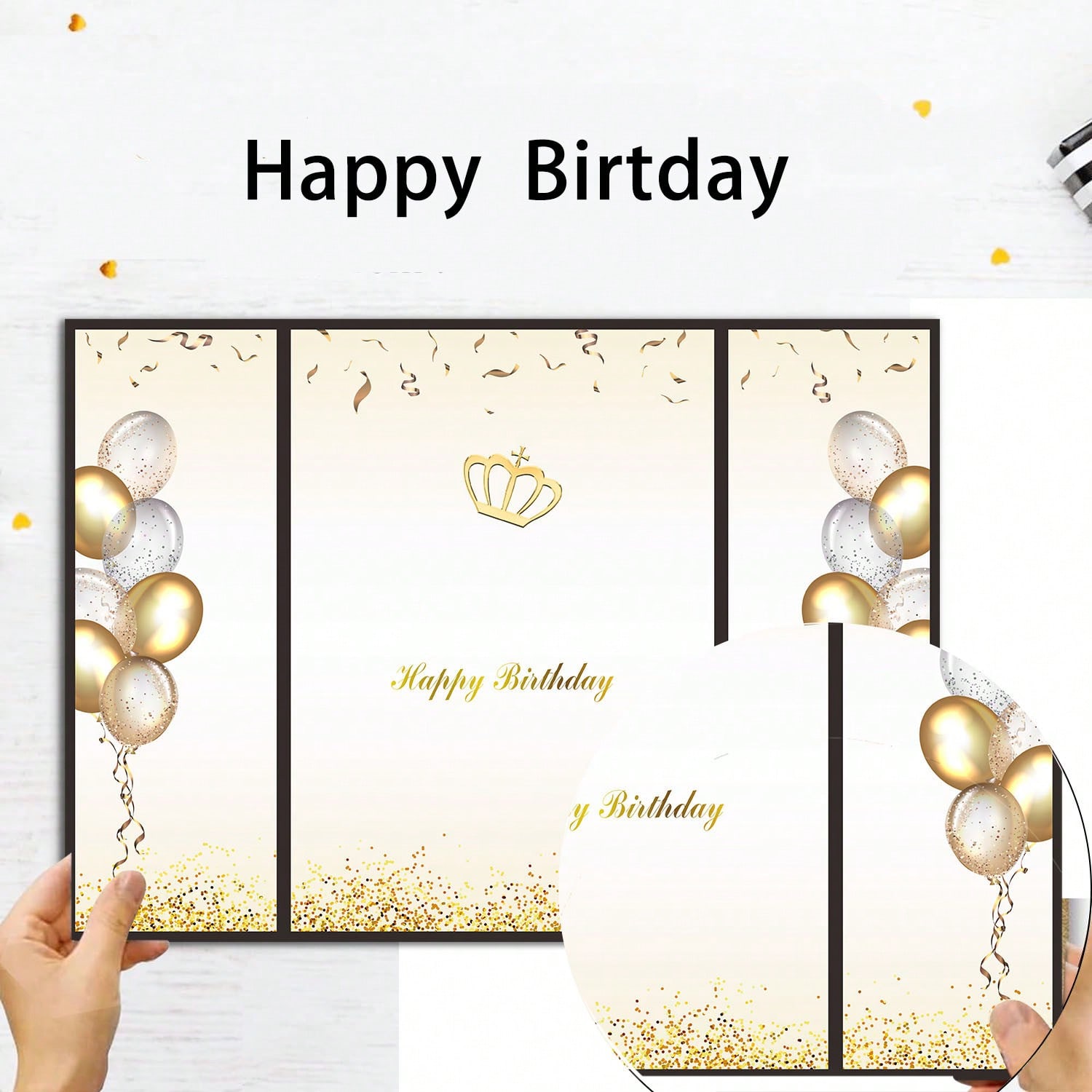 生日快乐黑金色庆祝贺卡签名贺卡黑色生日节日用庆祝专用