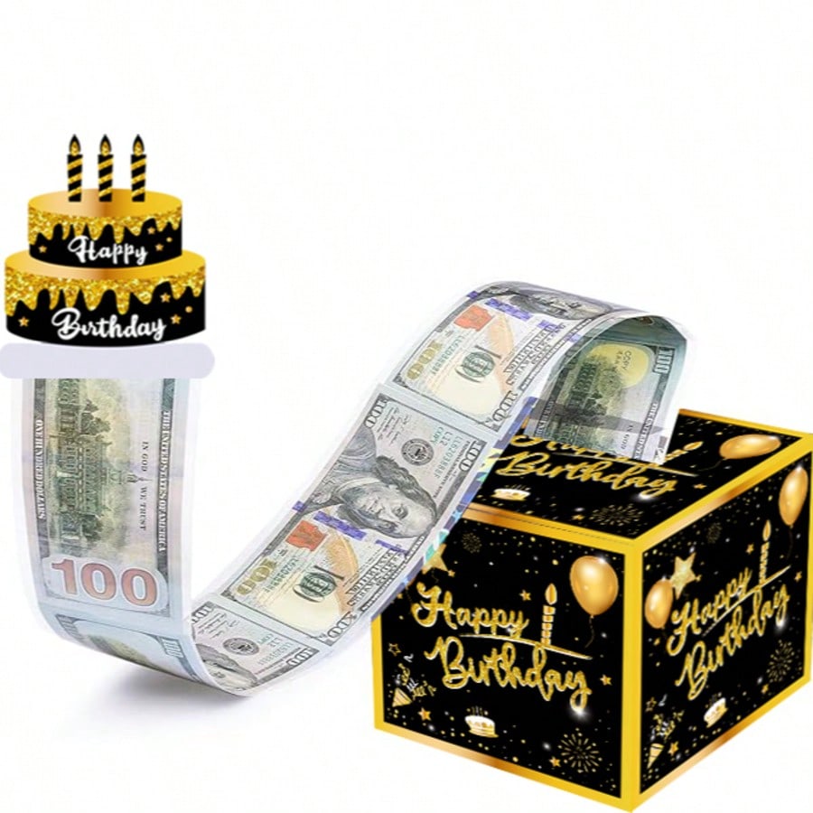 黑金抽钱盒子生日派对主题现金礼盒送给朋友亲人的礼物惊喜 不一样的惊喜 生日节日派对礼物
