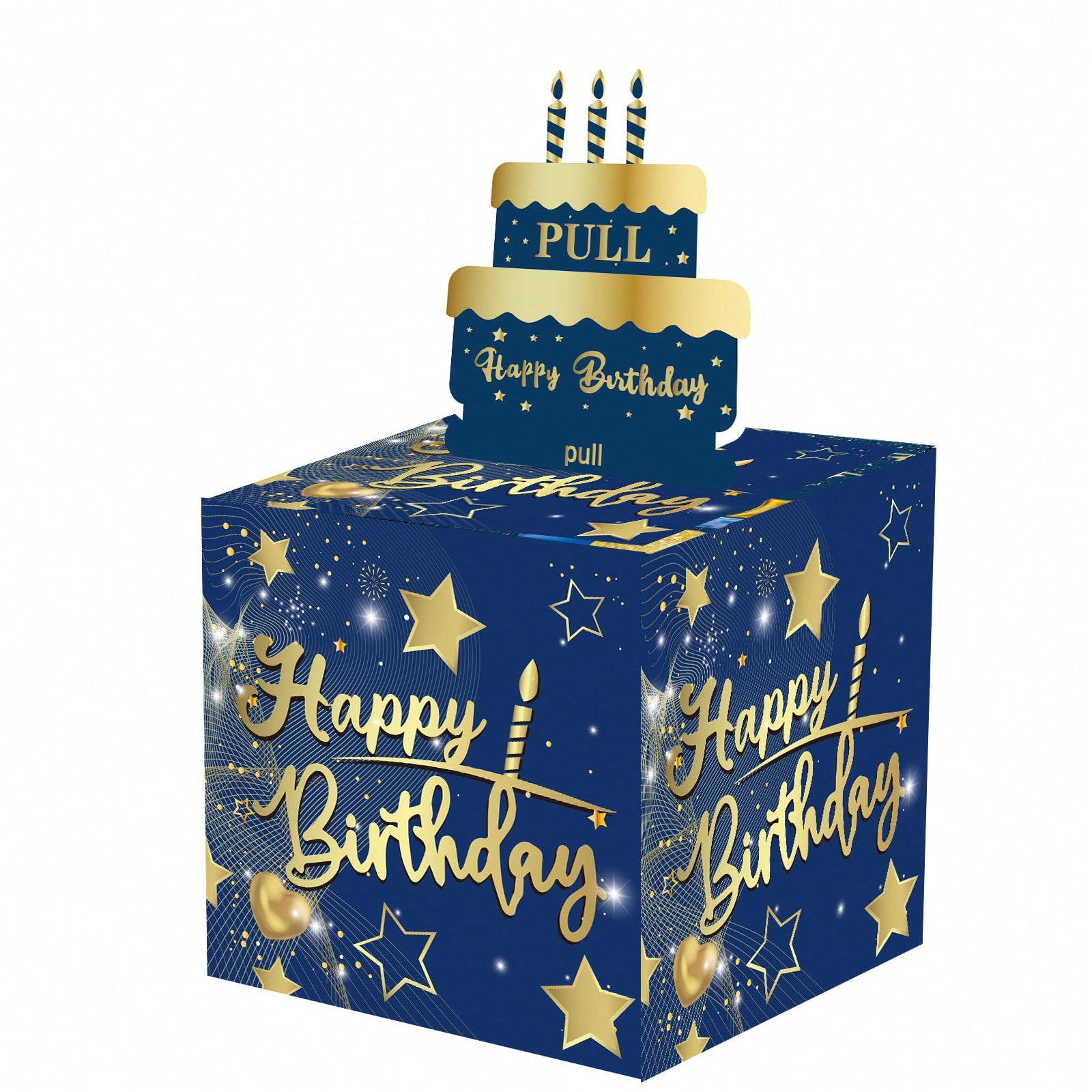 生日主题蓝金生日礼品盒抽钱盒给朋友家人的惊喜 活动生日派对主题礼盒