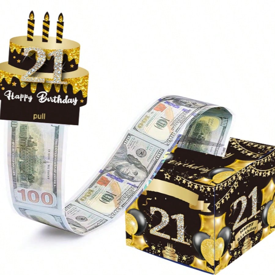21岁生日快乐主题现金惊喜礼物抽钱盒派对布置装饰品其他礼品包装
