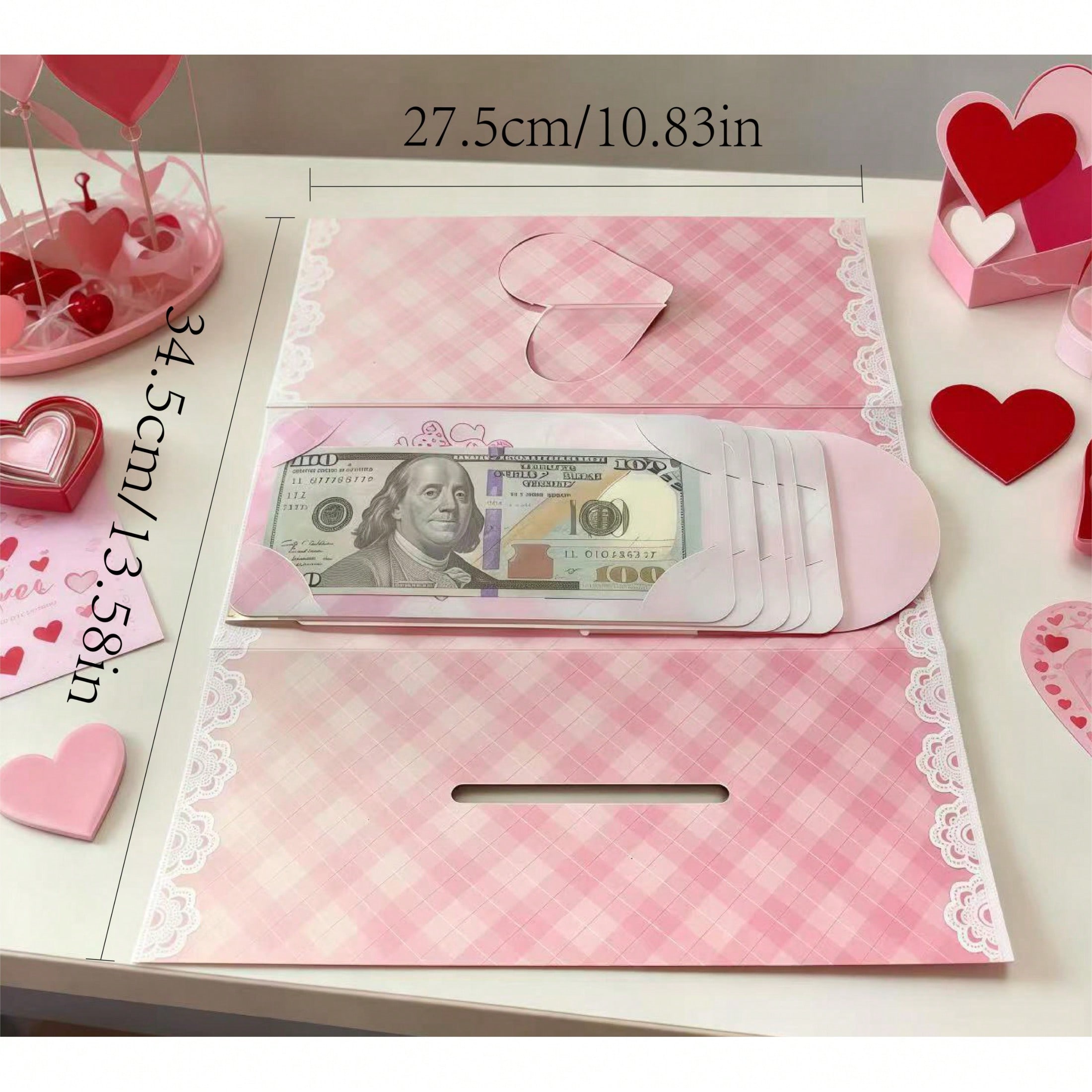sh260306100232230230452 带祝福卡的现金礼物生日钞票信封,适合男女朋友,附带透明塑料袋礼盒
