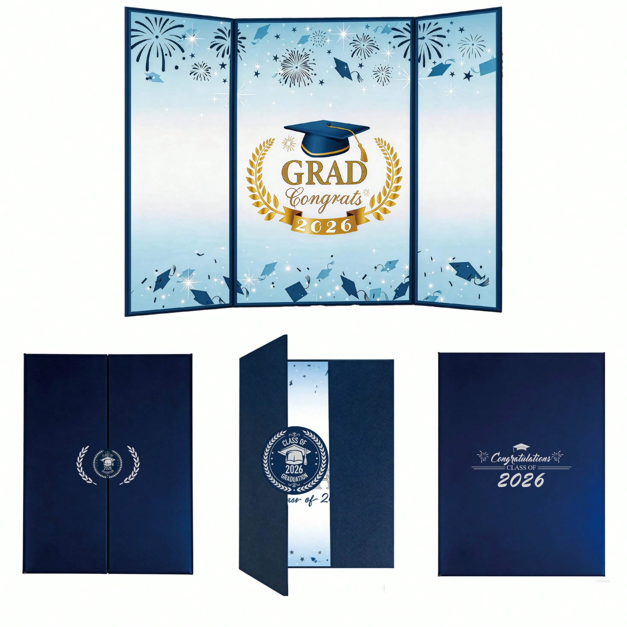 2026年毕业系列蓝色毕业装饰品,创意签到本替代品,毕业签名本,非常好的礼物(43x29.5cm)