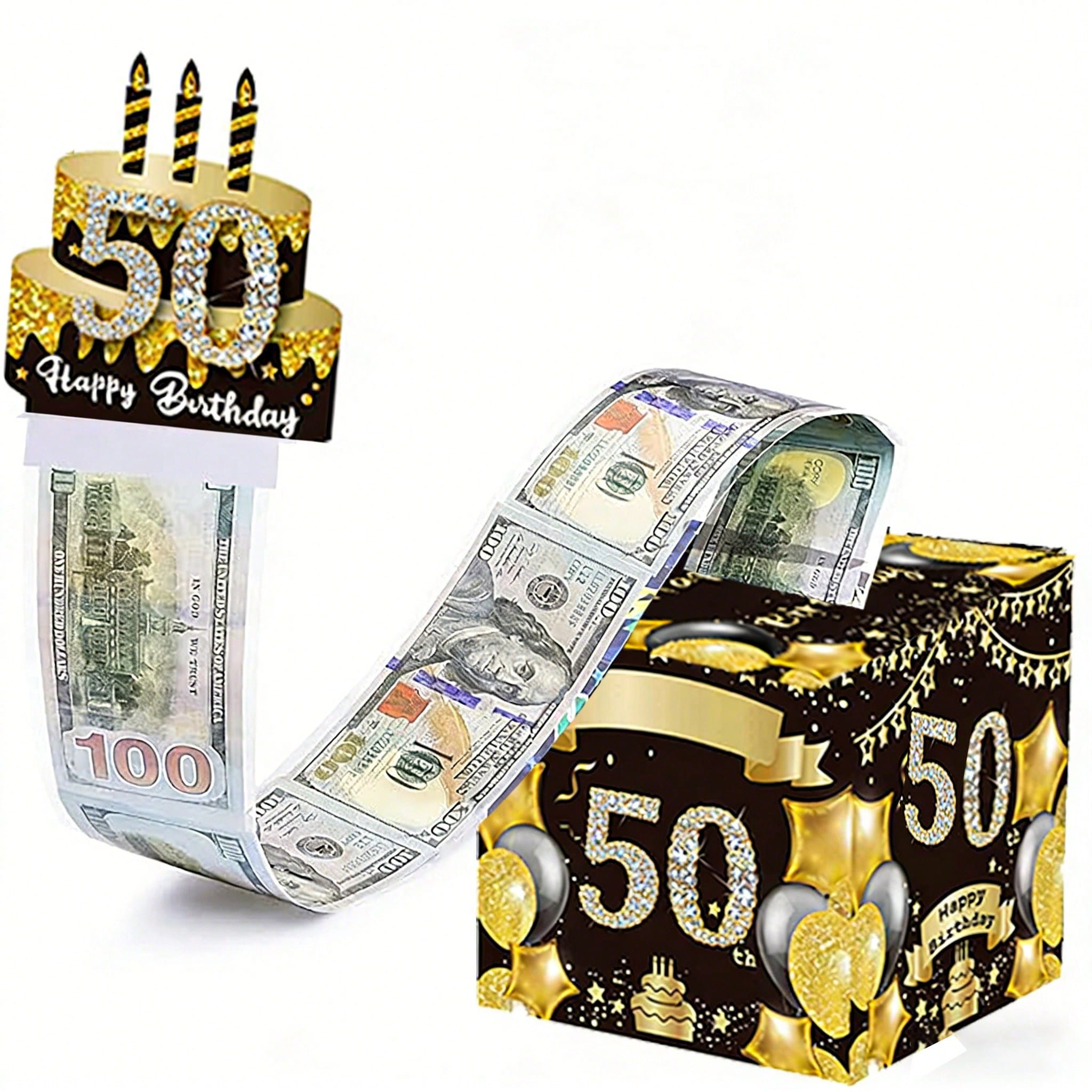生日现金储蓄罐,惊喜拉出式现金礼品盒带透明袋 - 这是一种有趣的方式来送现金作为男孩女孩的生日礼物