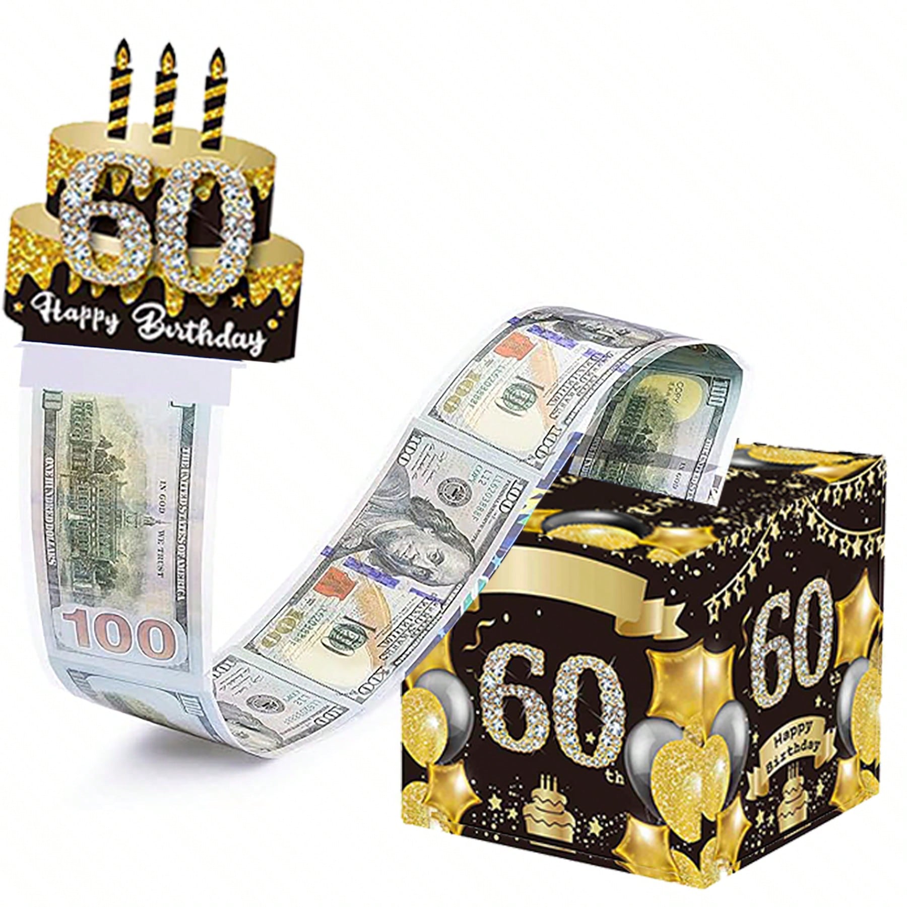 生日现金储蓄罐,惊喜拉出式现金礼品盒带透明袋 - 这是一种有趣的方式来送现金作为男孩女孩的生日礼物