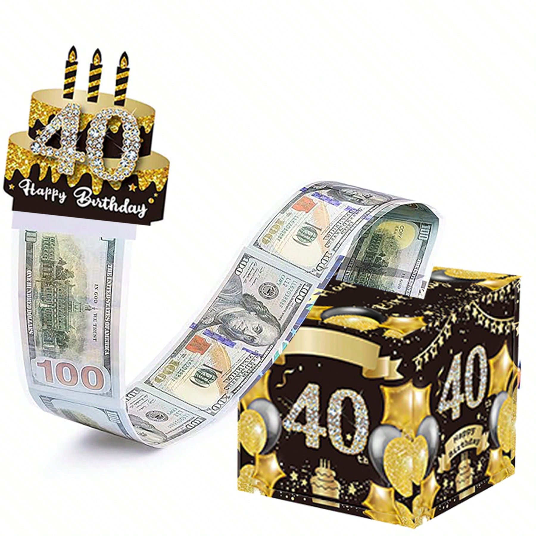 生日现金储蓄罐,惊喜拉出式现金礼品盒带透明袋 - 这是一种有趣的方式来送现金作为男孩女孩的生日礼物