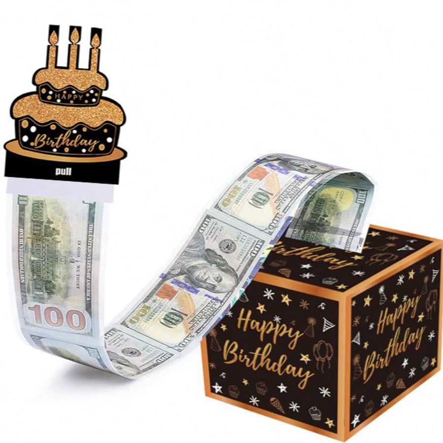 生日惊喜钱盒 抽拉式现金礼盒套装，内含抽拉贺卡，DIY 手工套装，适合给父母、爱人、朋友送现金礼物的趣味创意礼盒