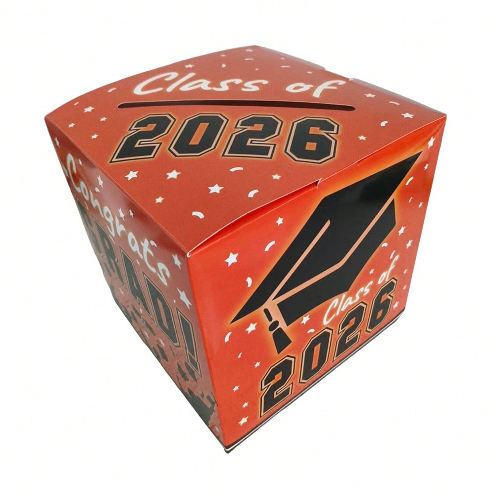 Graduation party decoration, graduation card box, suitable for graduation party gifts, decorations and party supplies, orange.