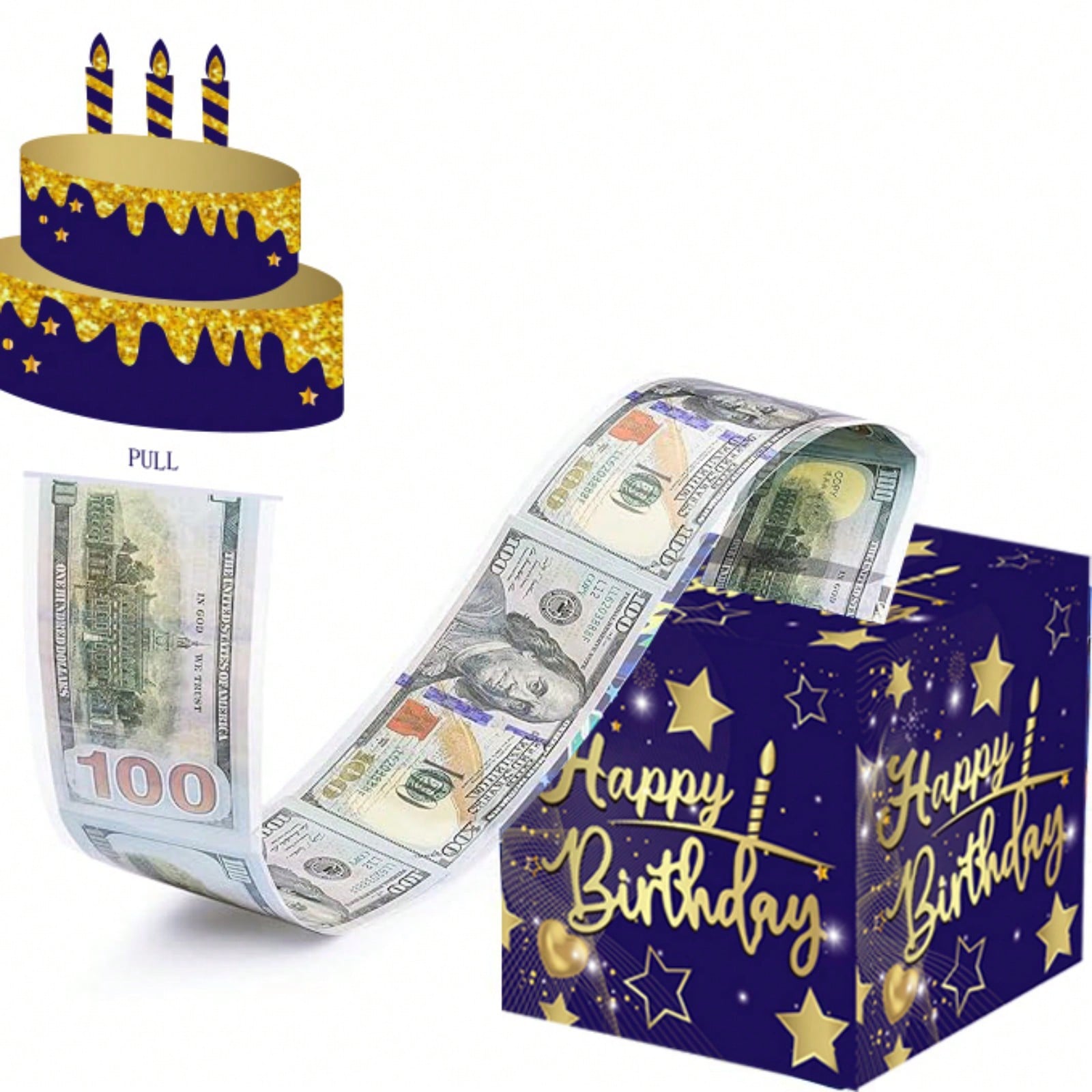 sh260821141753523610766 生日现金盒,带透明袋的生日拉钱盒用于生日惊喜卡片和派对装饰