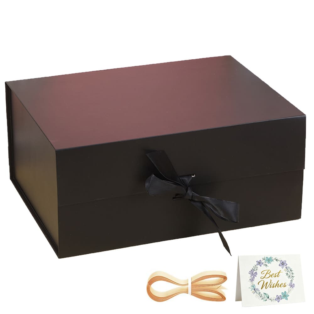 可折叠磁吸礼品盒，配丝带和贺卡，适用于各种场合的豪华磁吸扣礼盒