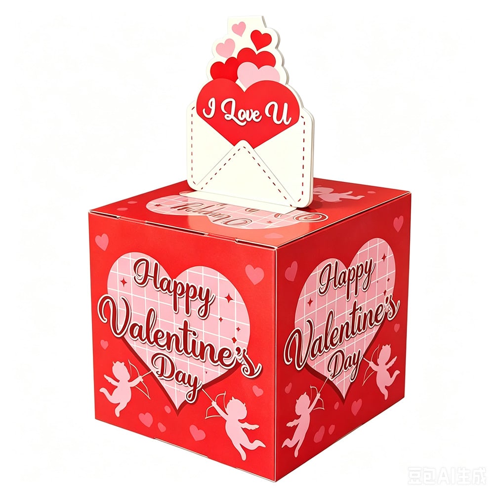I Love U 信封式情人节礼金盒 - 浪漫现金拉抽礼盒，适合周年纪念、情人节派对和惊喜礼物