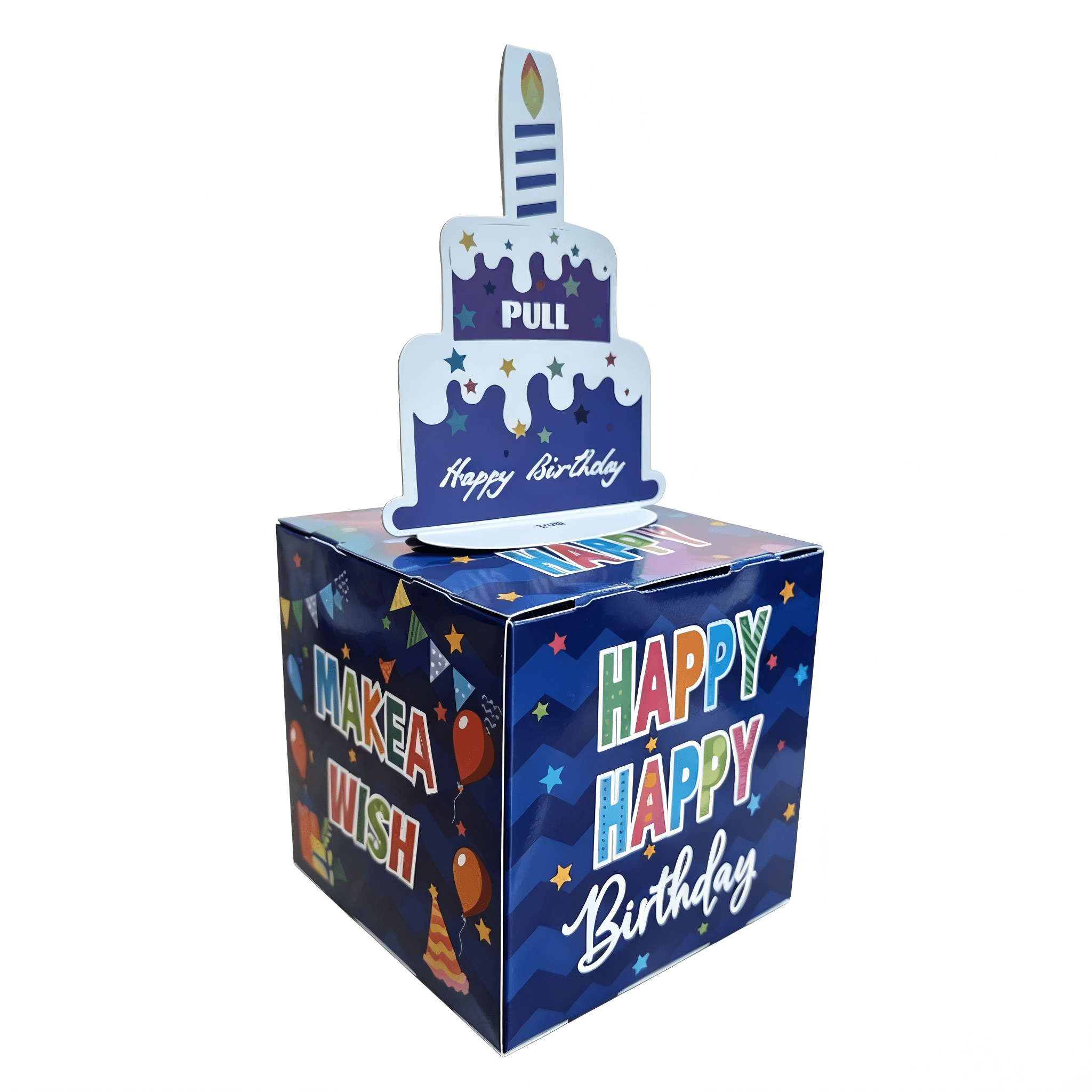 Colorful Make A Wish Birthday Pull Money Surprise Gift Box, Striped Cake Candle Pull Card & Transparent Packaging Bag, Creative Pull Out Cash Savings Box for Kids & Adults Birthday Party Gift